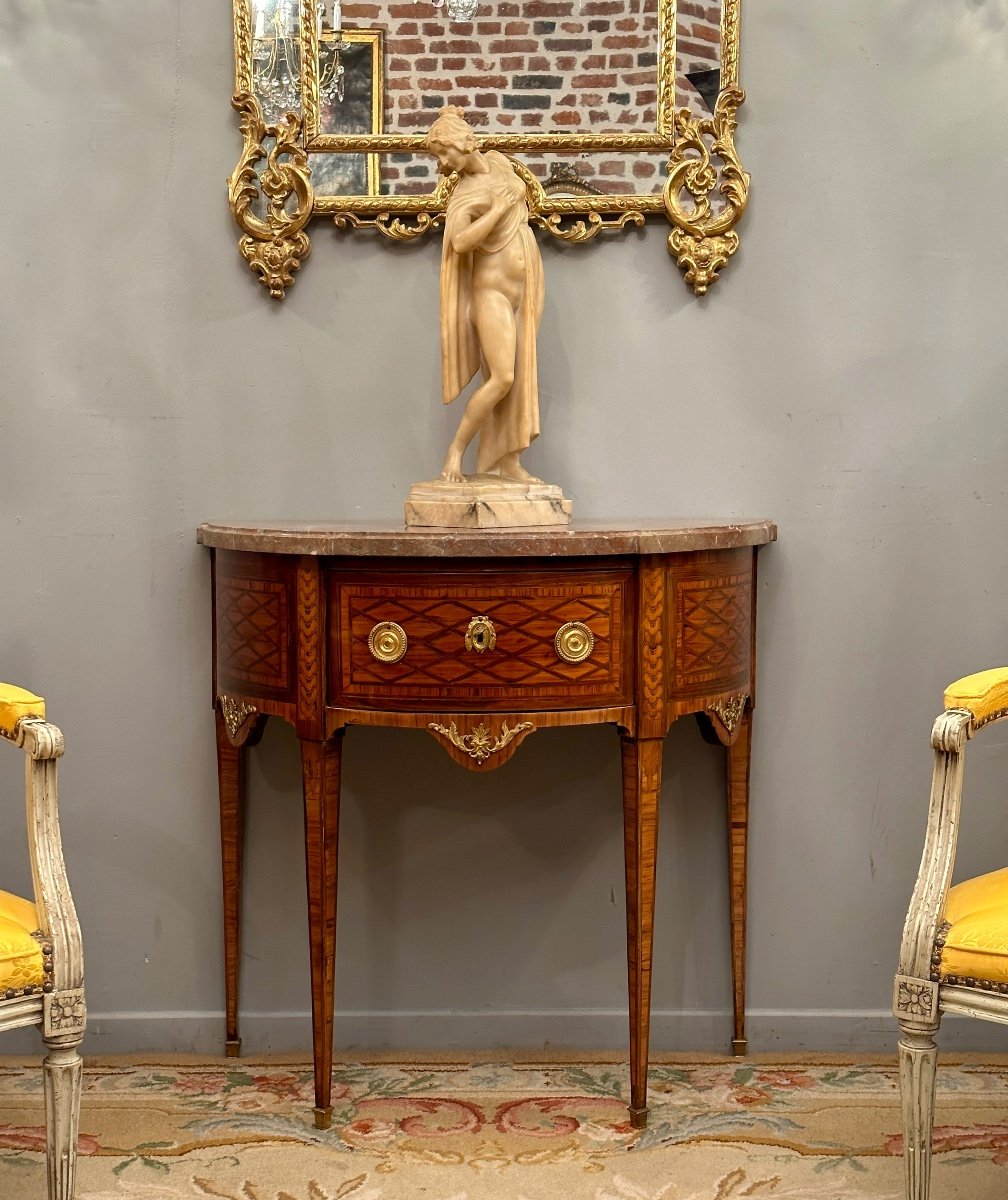 Rare Commode Dite Perruquiere En Marqueterie d'Epoque Louis XVI Vers 1770