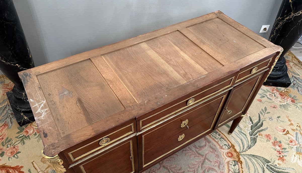 Commode A Vantaux En Acajou de Style  Louis XVI Epoque XIXème-photo-4