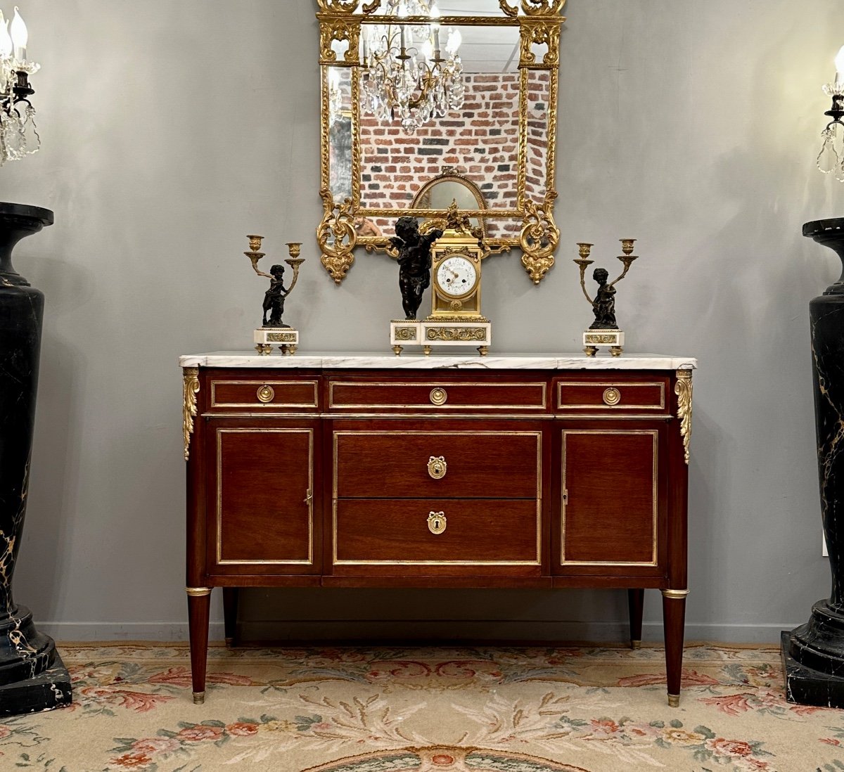 Commode A Vantaux En Acajou de Style  Louis XVI Epoque XIXème-photo-7