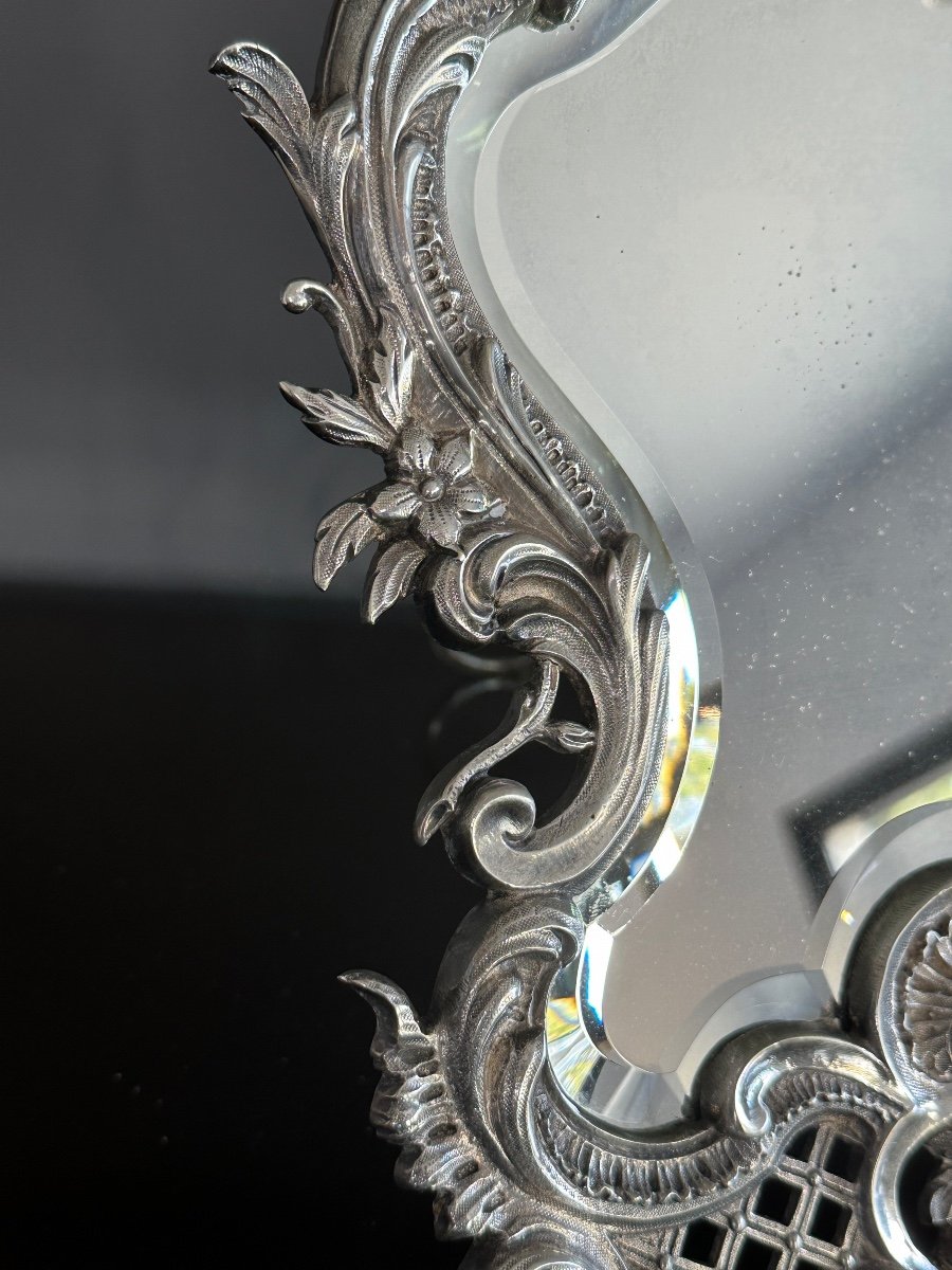 Table Mirror In Silver Bronze Louis XV Style Nineteenth Time-photo-3