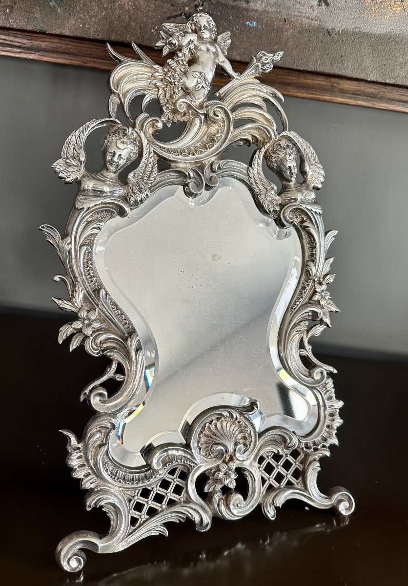 Table Mirror In Silver Bronze Louis XV Style Nineteenth Time