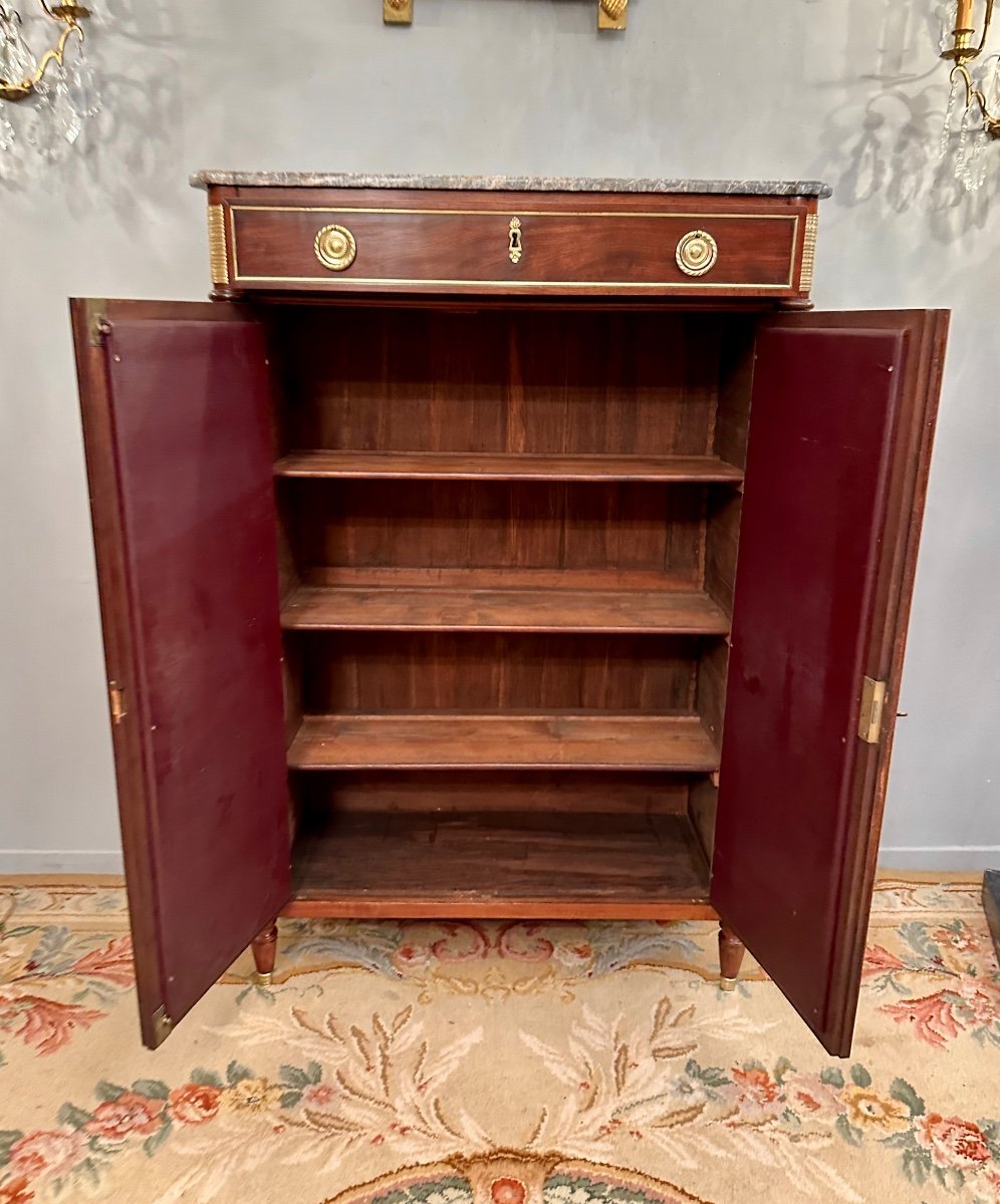 Petite Vitrine Bibliothèque d'Epoque Louis XVI Trompe l'Oeil Vers 1770-photo-1