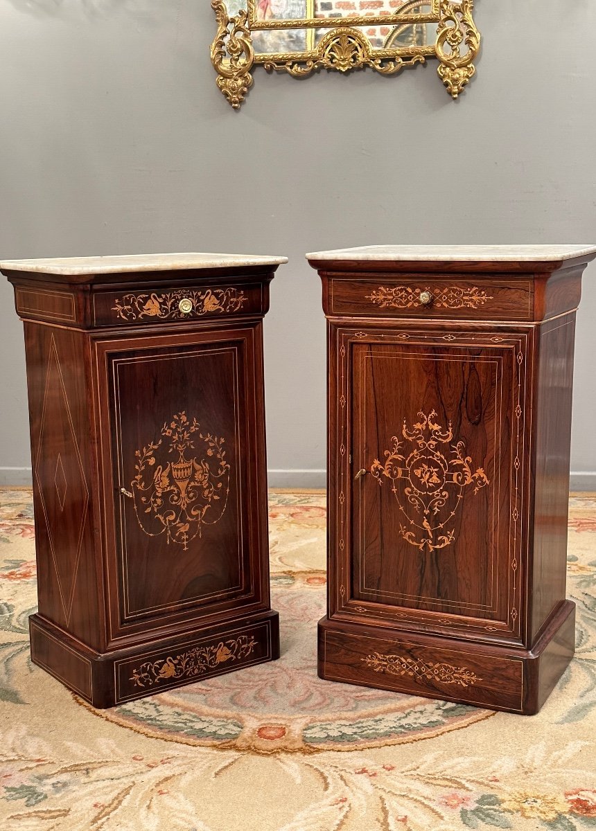 Charles X Period Bedside In XIXth Marquetry-photo-5