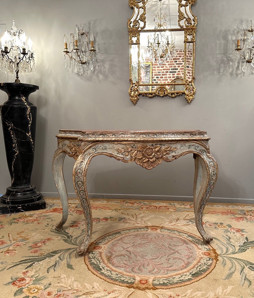 Pair Of Consoles In Lacquered Wood Italian Work Circa 1900-photo-6