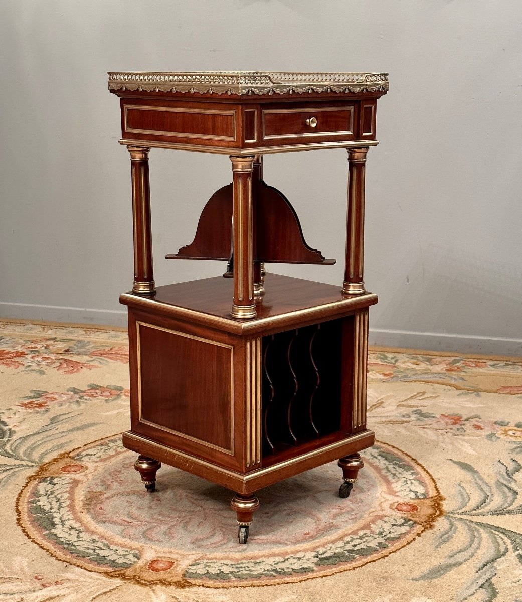 Small Mahogany Music Room Furniture Louis XVI Style Mahogany XIXth-photo-3