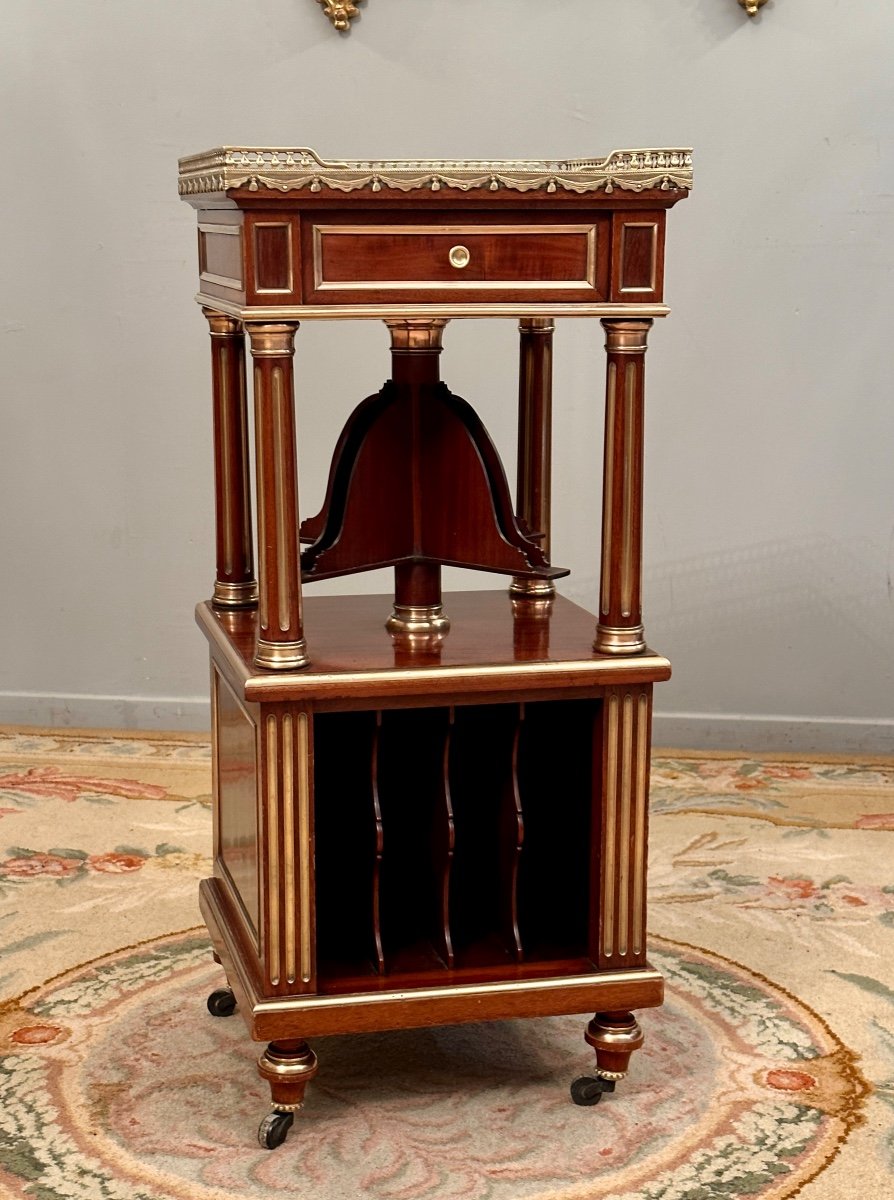 Small Mahogany Music Room Furniture Louis XVI Style Mahogany XIXth-photo-2