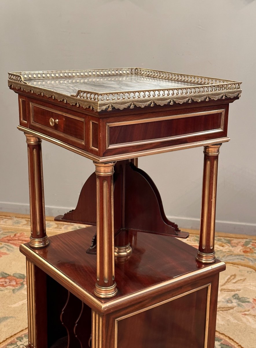 Small Mahogany Music Room Furniture Louis XVI Style Mahogany XIXth-photo-3