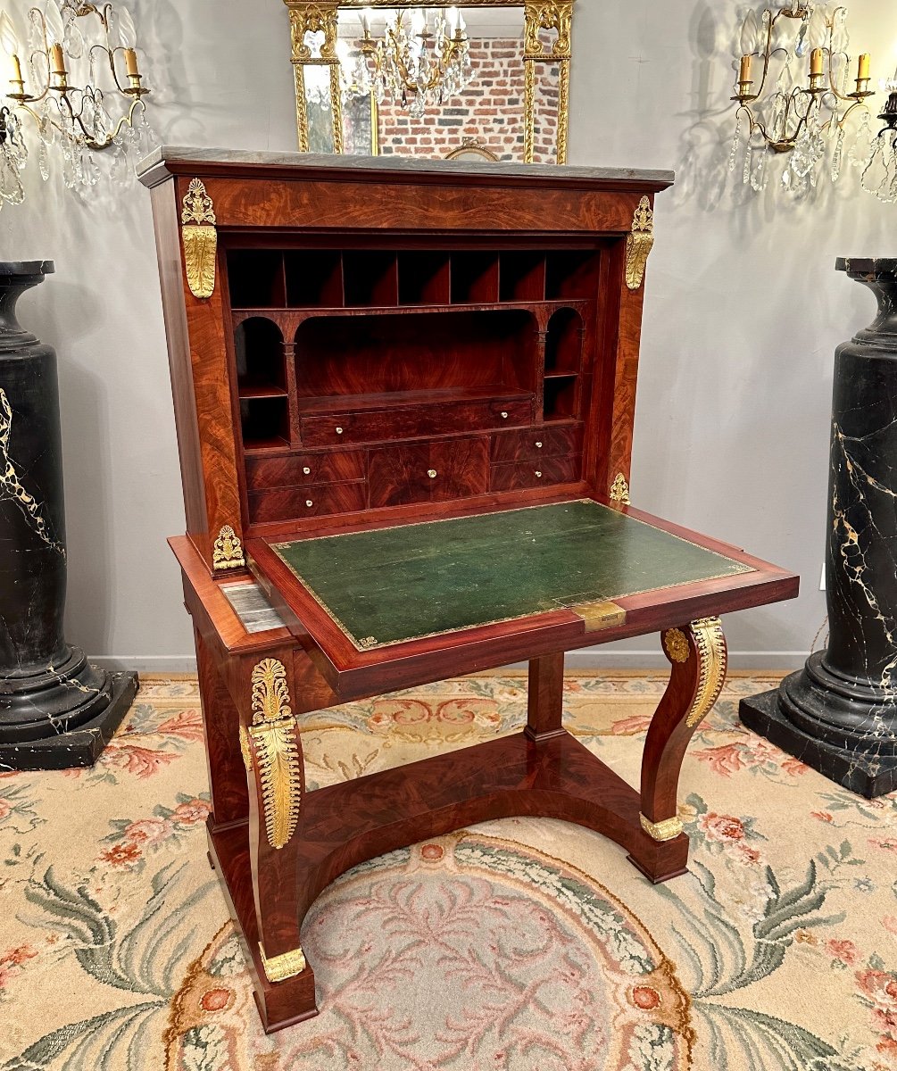 Important Bonheur Du Jour Mahogany Empire Period Circa 1810-photo-4