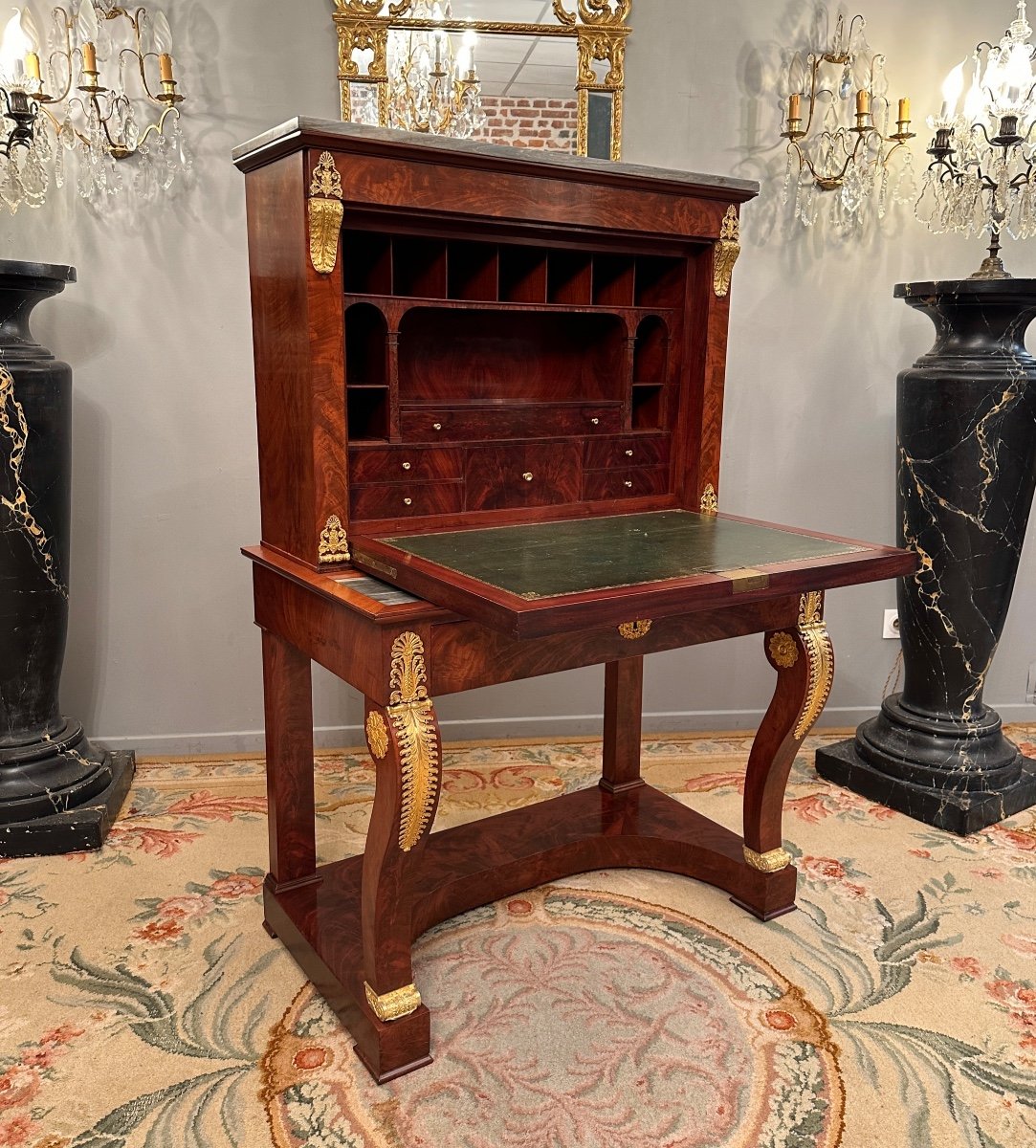 Important Bonheur Du Jour Mahogany Empire Period Circa 1810-photo-3