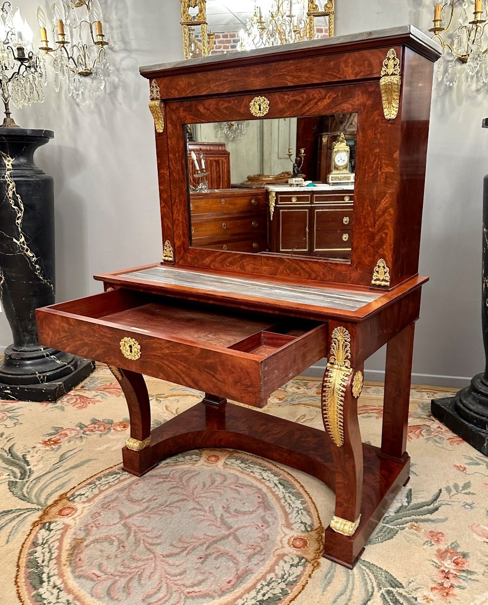Important Bonheur Du Jour Mahogany Empire Period Circa 1810-photo-2