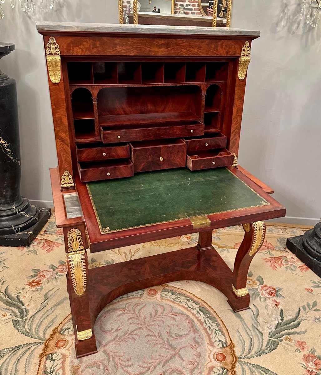 Important Bonheur Du Jour Mahogany Empire Period Circa 1810-photo-3