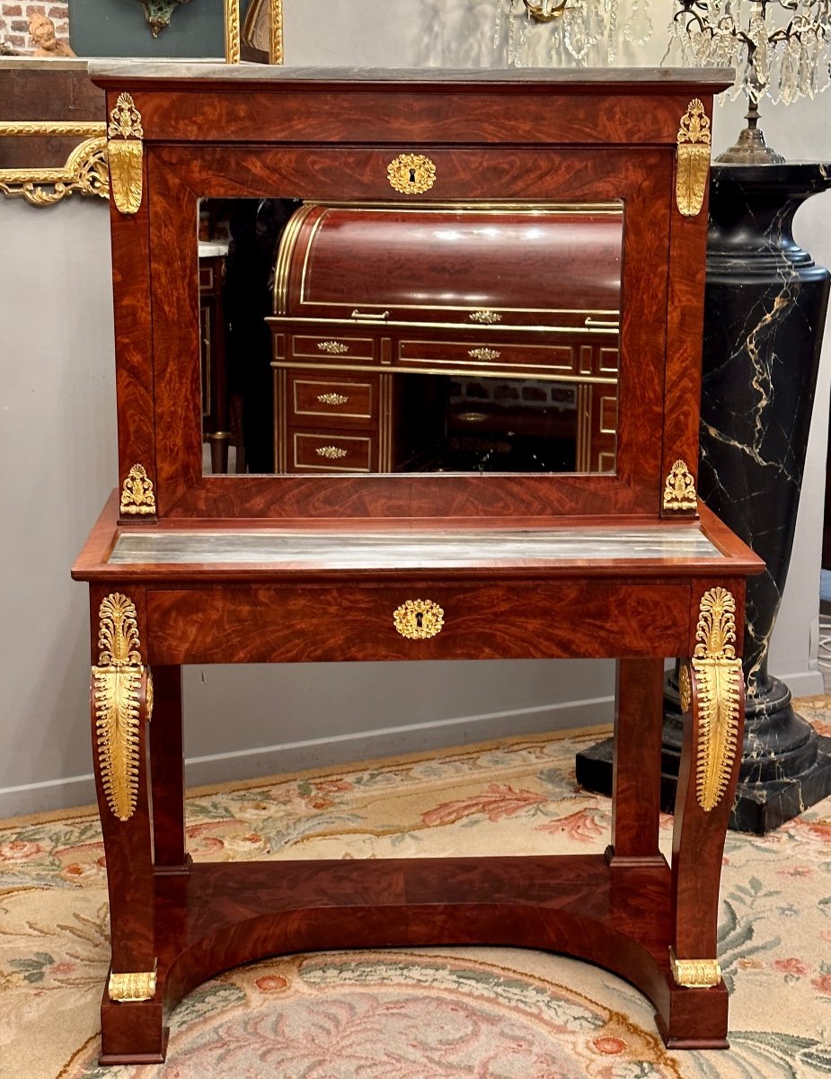 Important Bonheur Du Jour Mahogany Empire Period Circa 1810-photo-4