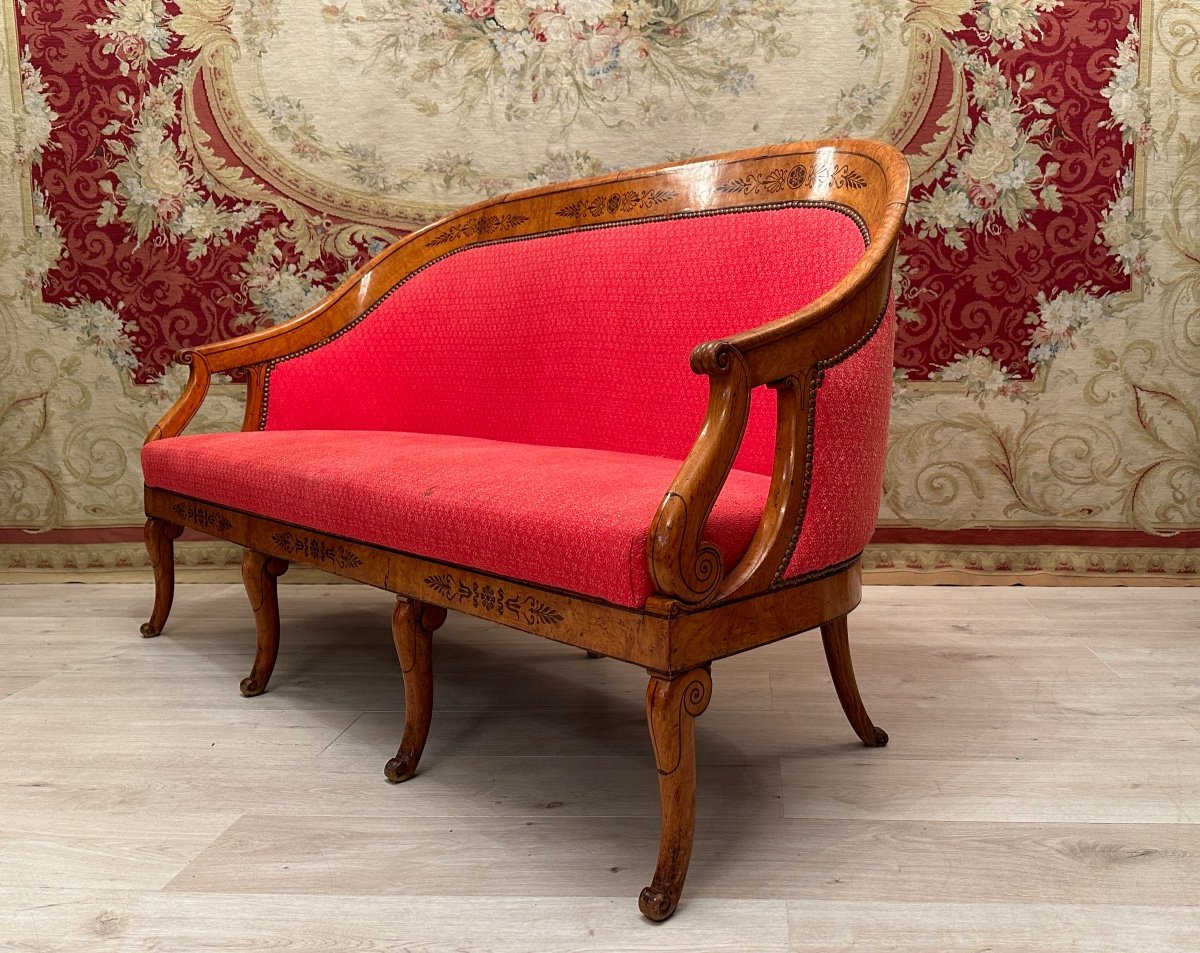 Rare Banquette Gondole d'Epoque Charles X Vers 1820-photo-4