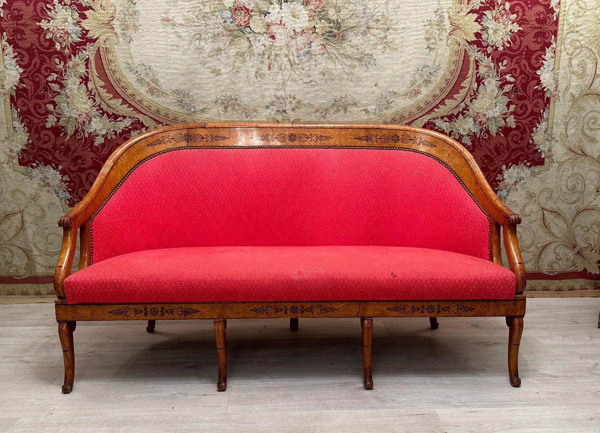 Rare Banquette Gondole d'Epoque Charles X Vers 1820-photo-2