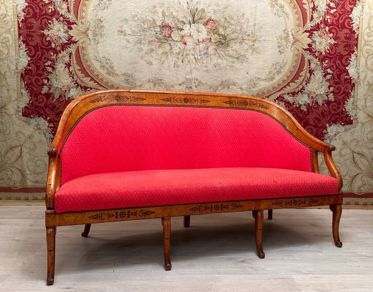 Rare Banquette Gondole d'Epoque Charles X Vers 1820