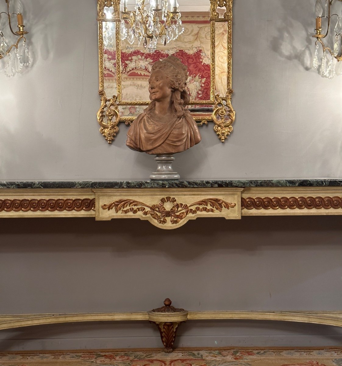 Maison Jansen, Monumental Console In Lacquered Wood Louis XVI Style Around 1950 (l300 Cm!)-photo-3