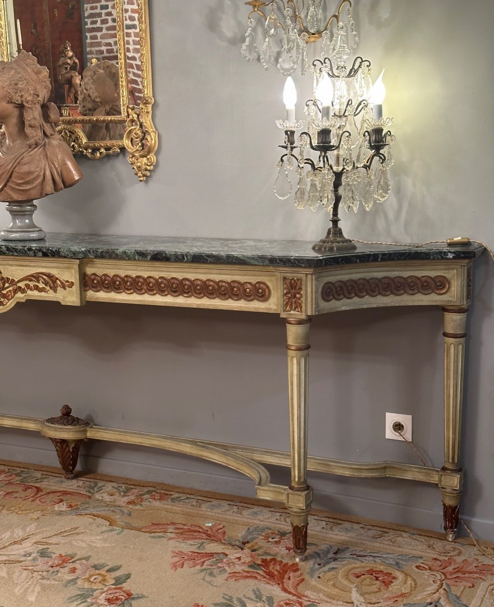 Maison Jansen, Monumental Console In Lacquered Wood Louis XVI Style Around 1950 (l300 Cm!)-photo-4