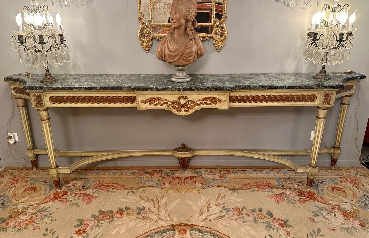 Maison Jansen, Monumental Console In Lacquered Wood Louis XVI Style Around 1950 (l300 Cm!)-photo-1