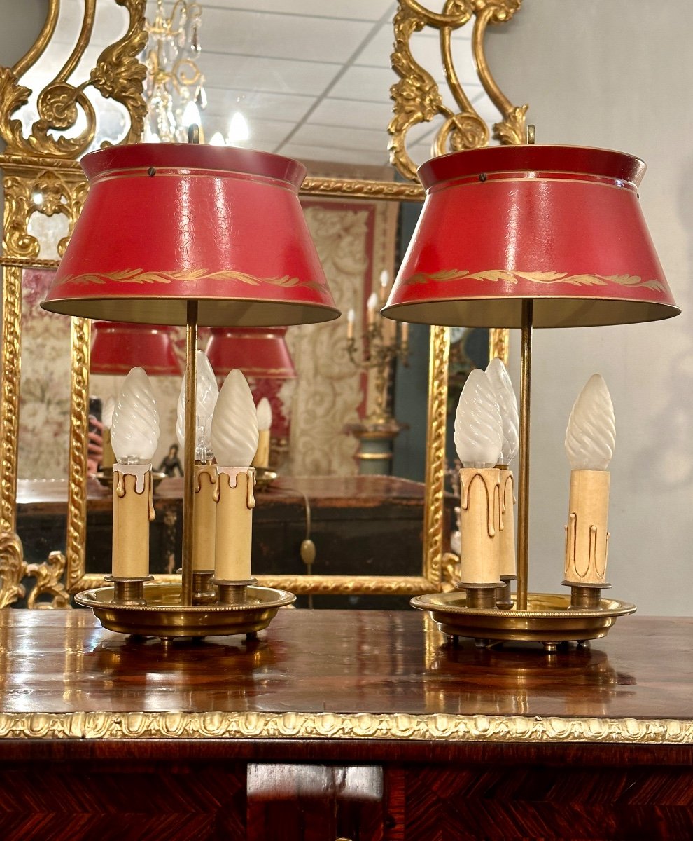 Pair Of Louis XVI Style Bouillotte Lamp Circa 1960-photo-1