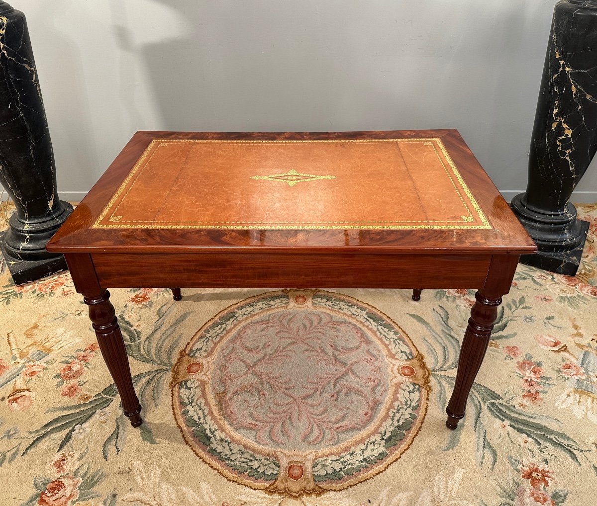 Burned Mahogany Desk, Restoration Period, XIXth Century Around 1815-photo-6
