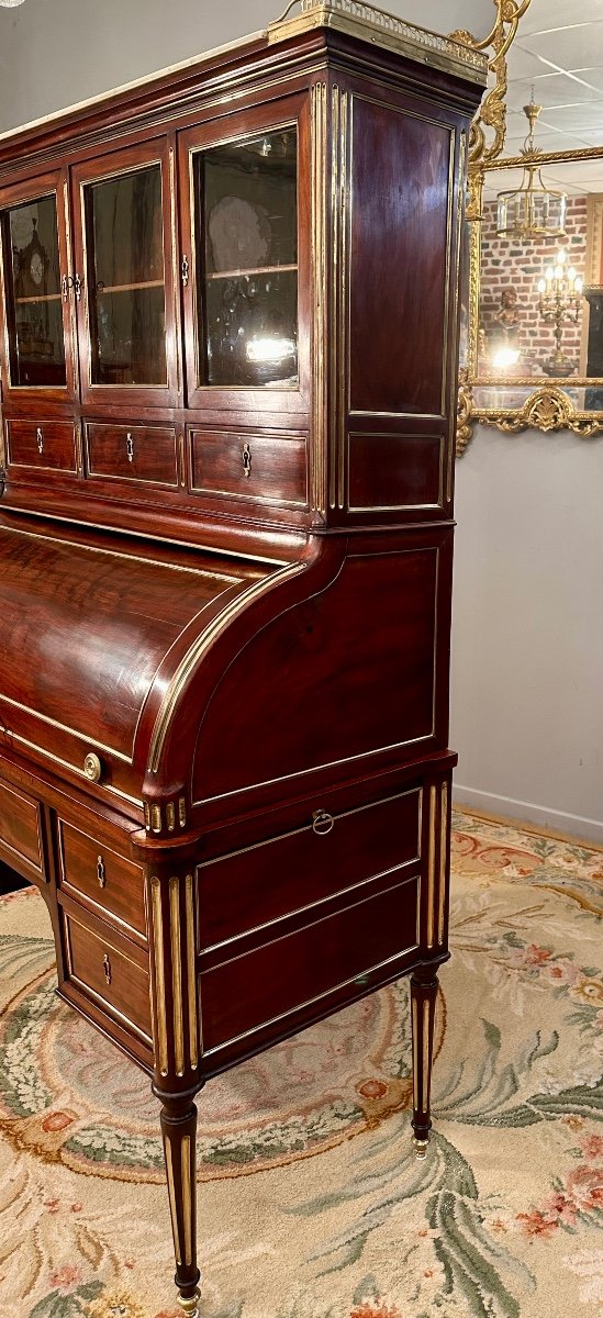 Bureau A Cylindre En Acajou d'Epoque Louis XVI Vers 1770-photo-5