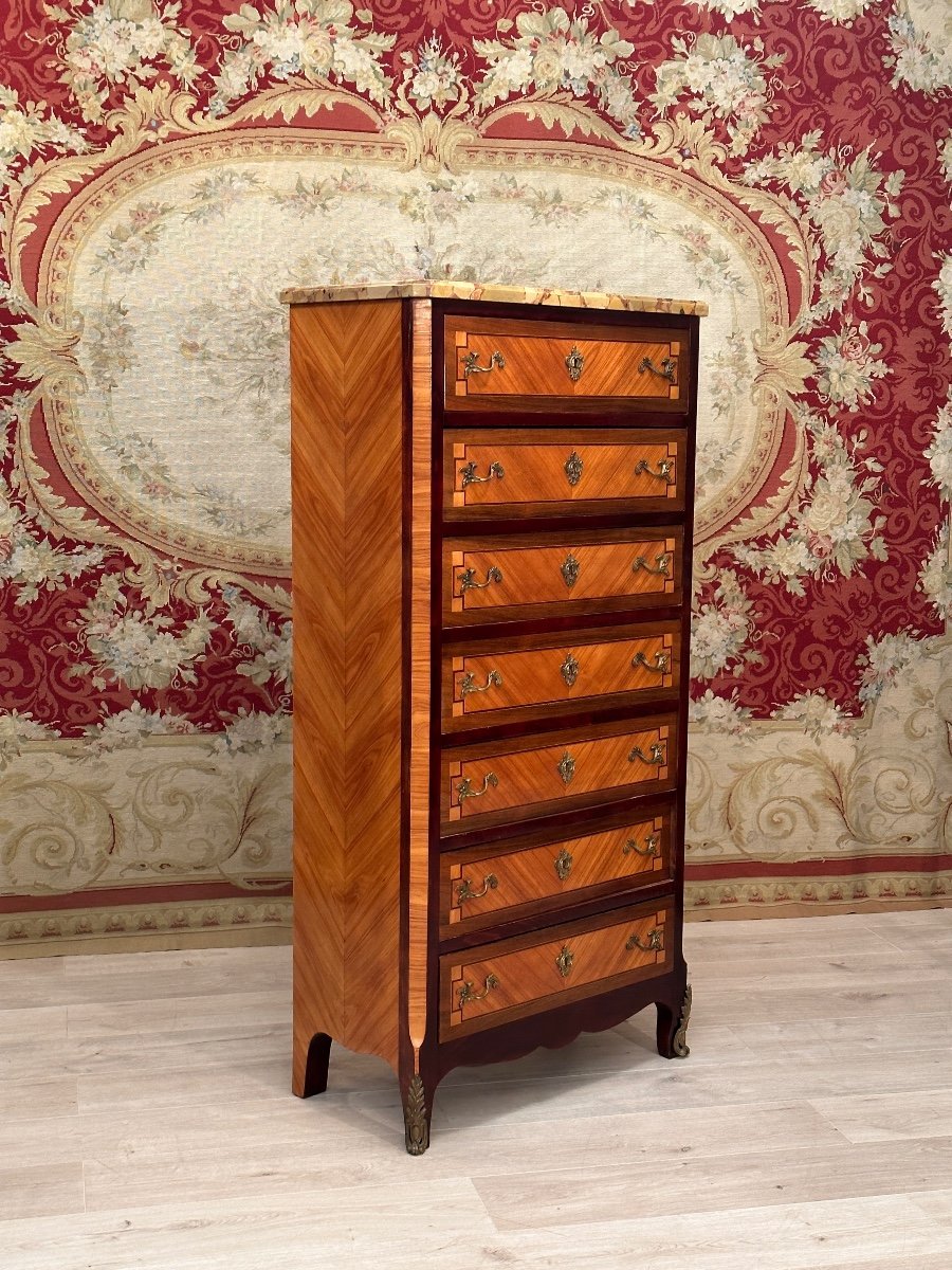 Semainier En Marqueterie Transition Louis XV Louis XVI-photo-4