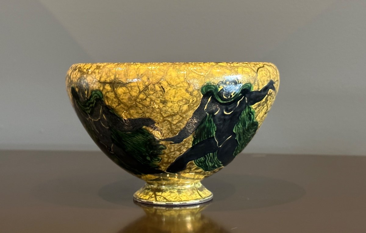 Jean Mayodon (1893 - 1967), Coupe Décor à  l'Antique En Céramique Emaillée Sèvres-photo-1