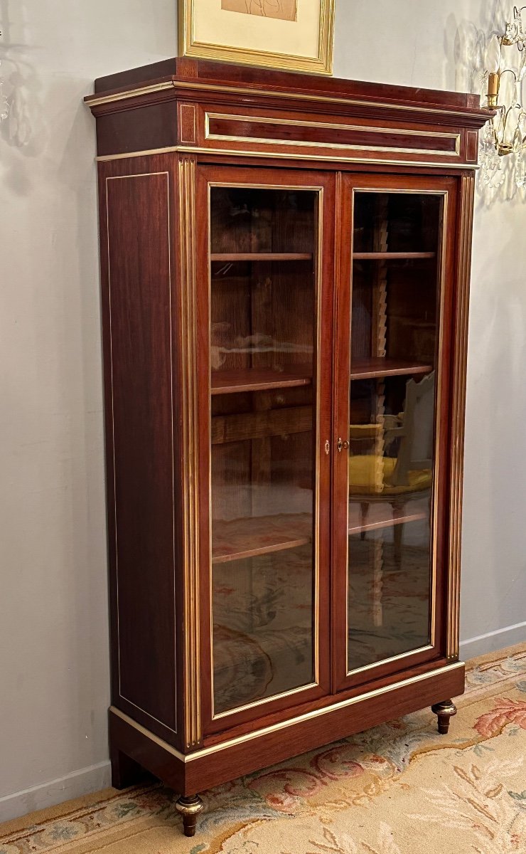 Petite Vitrine Bibliotheque En Acajou De Style Louis XVI Epoque XIXeme Vers 1860-photo-2