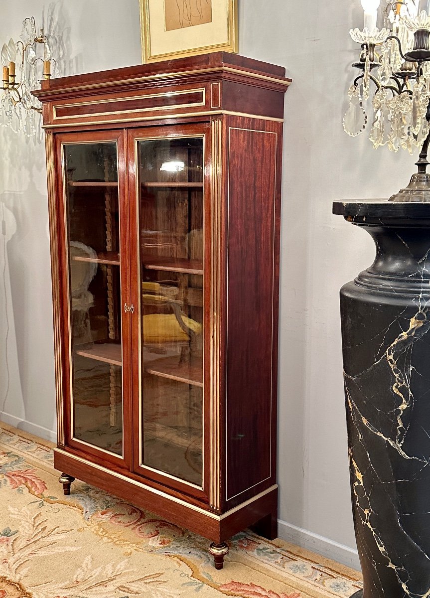 Petite Vitrine Bibliotheque En Acajou De Style Louis XVI Epoque XIXeme Vers 1860-photo-4