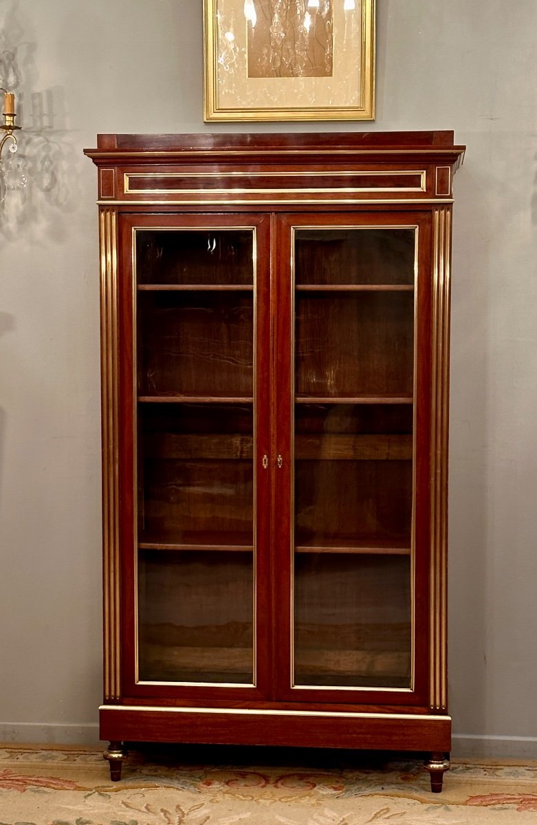 Petite Vitrine Bibliotheque En Acajou De Style Louis XVI Epoque XIXeme Vers 1860-photo-2