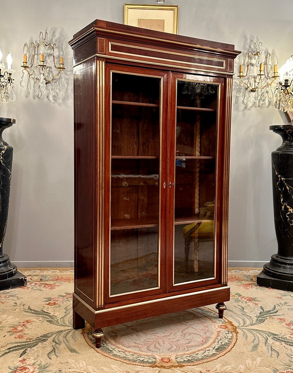 Petite Vitrine Bibliotheque En Acajou De Style Louis XVI Epoque XIXeme Vers 1860