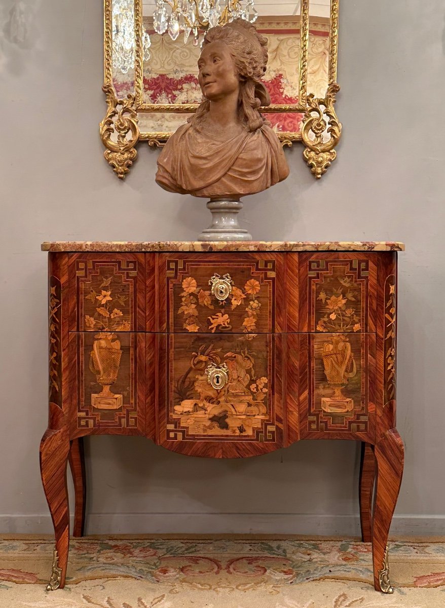 Léonard Boudin, Commode En Marqueterie Estampillée Epoque Transition Vers 1770-photo-2