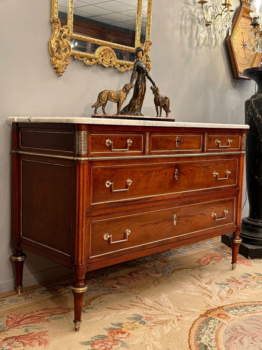 Commode d'Epoque Louis XVI En Acajou Epoque XVIIIème Vers 1770-photo-3