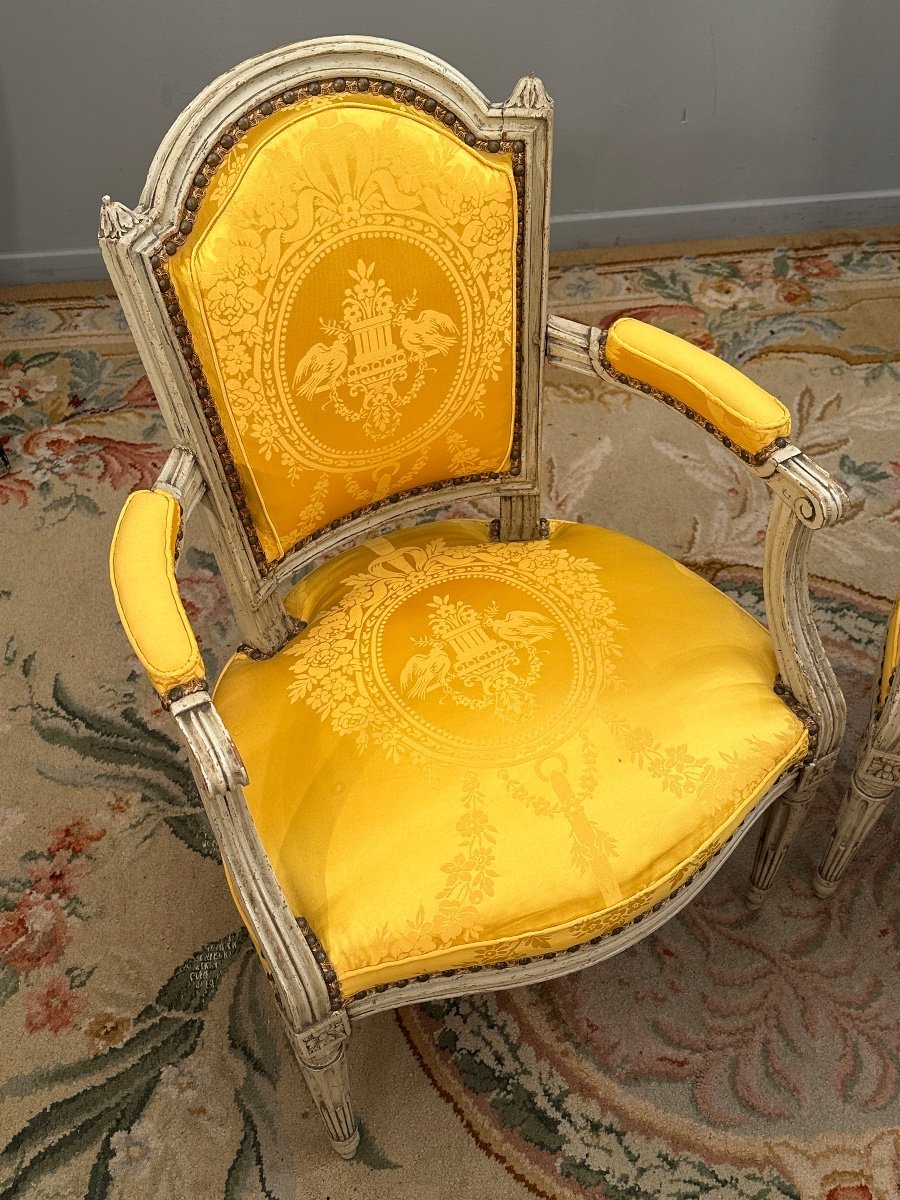 Pair Of Louis XVI Style Cabriolet Armchairs Late 18th Century - Early 19th Century-photo-3