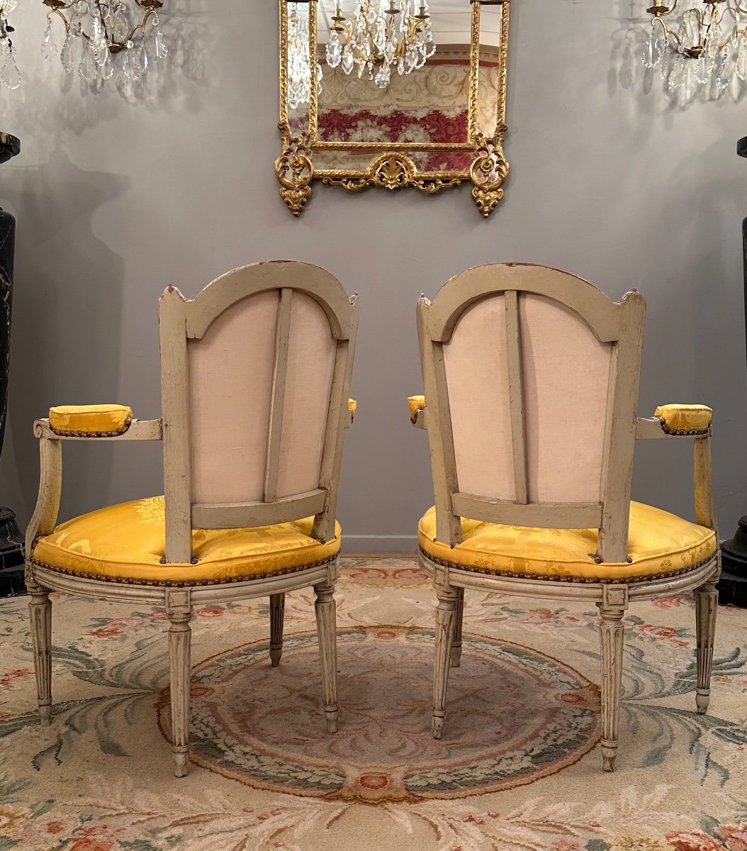 Pair Of Louis XVI Style Cabriolet Armchairs Late 18th Century - Early 19th Century-photo-4