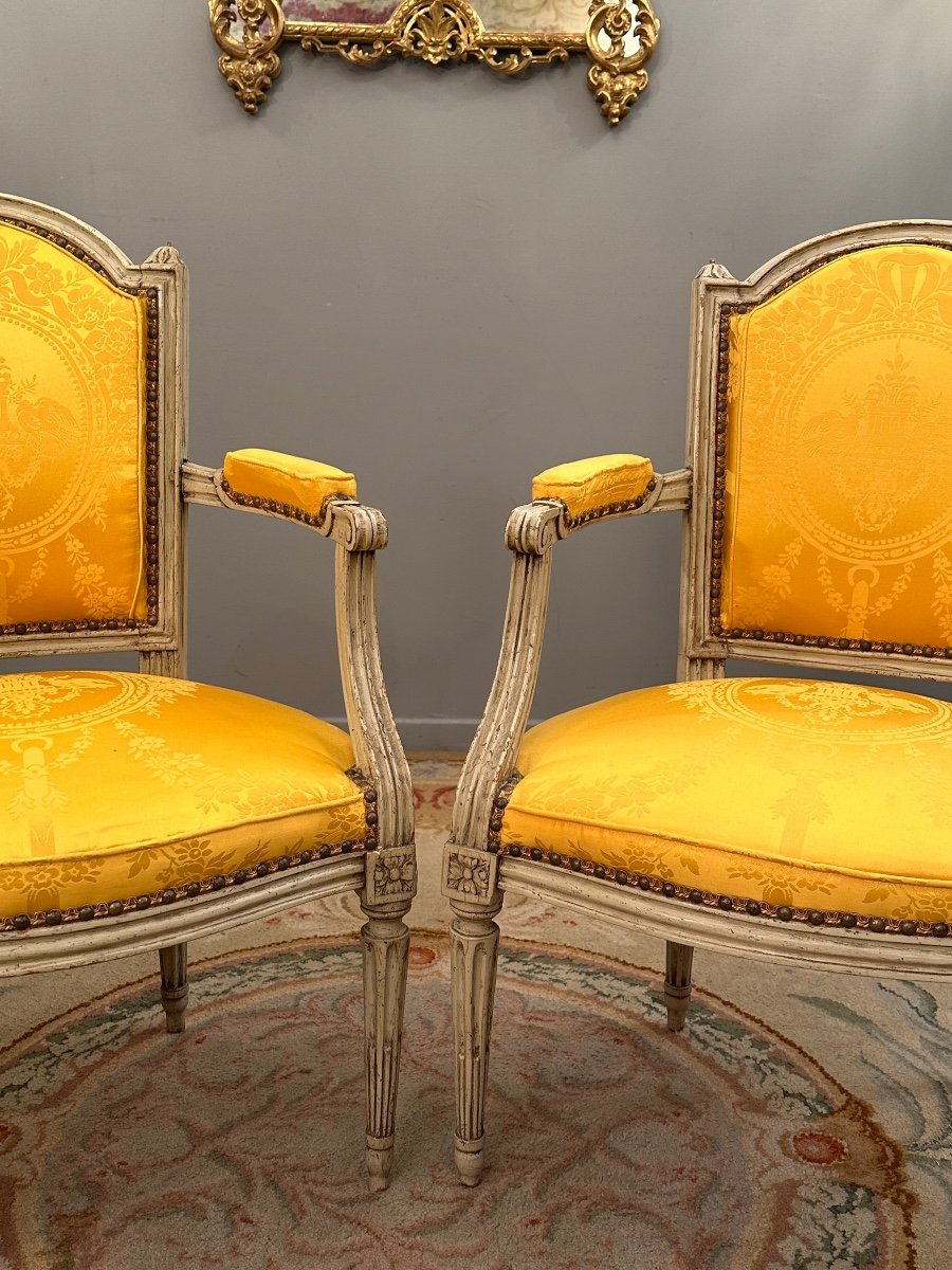Pair Of Louis XVI Style Cabriolet Armchairs Late 18th Century - Early 19th Century-photo-4