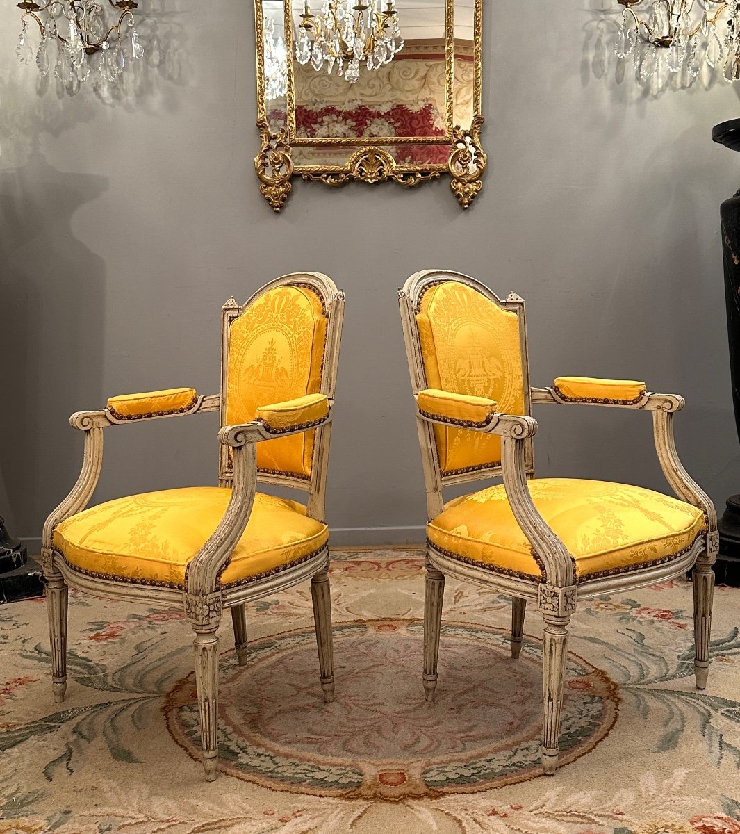Pair Of Louis XVI Style Cabriolet Armchairs Late 18th Century - Early 19th Century