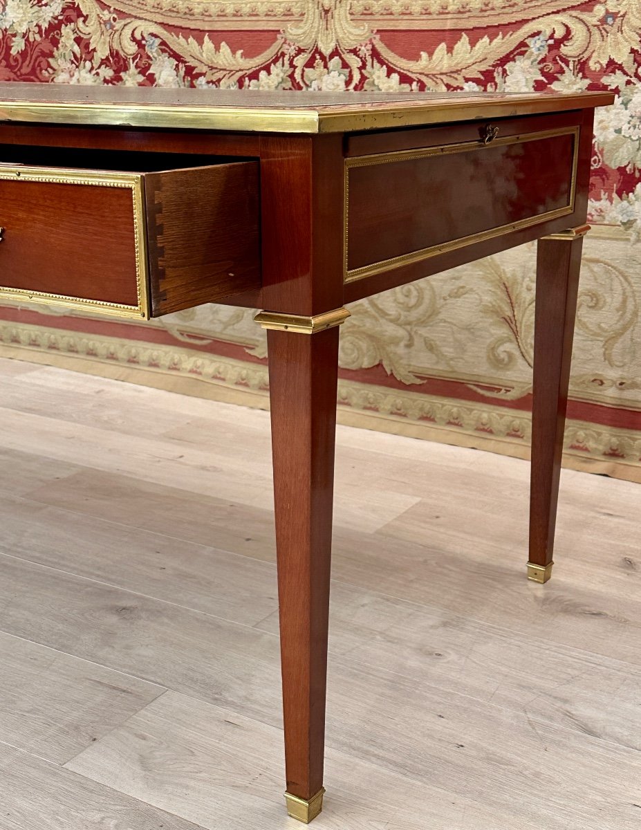 Important Bureau Plat En Acajou De Style Louis XVI Mailfert -photo-5