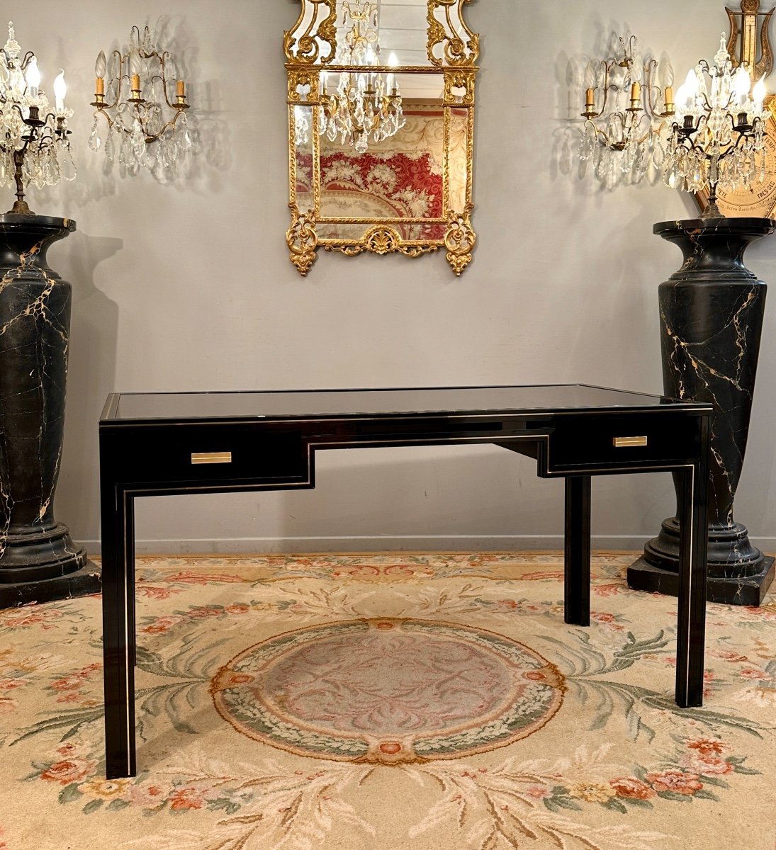Pierre Vandel, Black Lacquered Desk, Paris, Circa 1970-photo-2