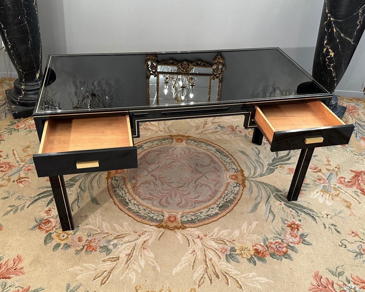 Pierre Vandel, Black Lacquered Desk, Paris, Circa 1970-photo-1