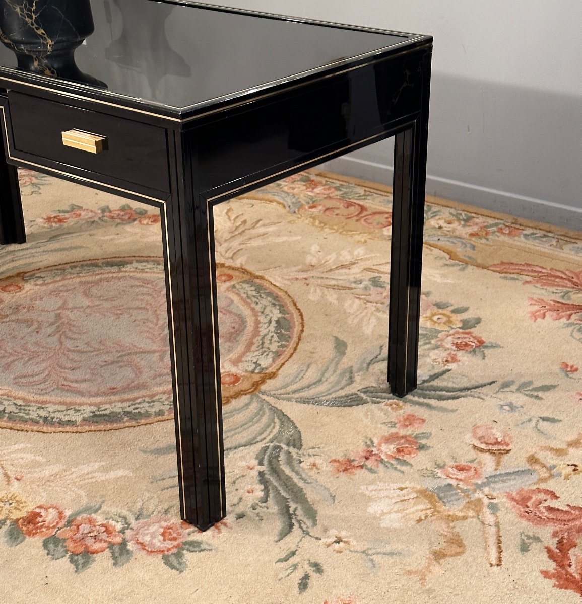 Pierre Vandel, Black Lacquered Desk, Paris, Circa 1970-photo-2