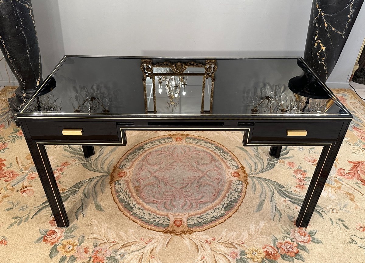 Pierre Vandel, Black Lacquered Desk, Paris, Circa 1970-photo-3