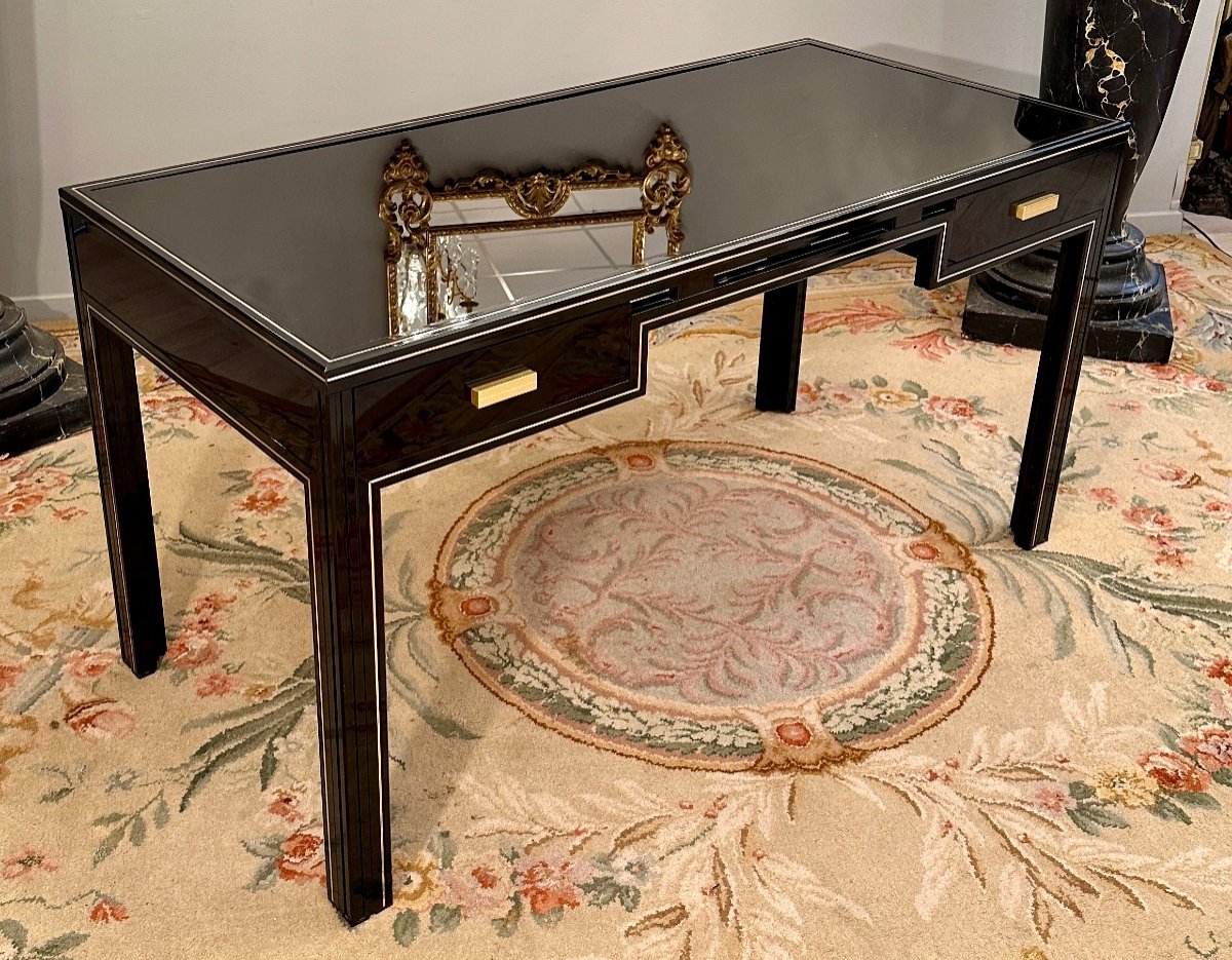 Pierre Vandel, Black Lacquered Desk, Paris, Circa 1970-photo-6