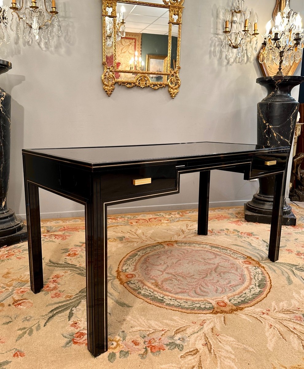 Pierre Vandel, Black Lacquered Desk, Paris, Circa 1970