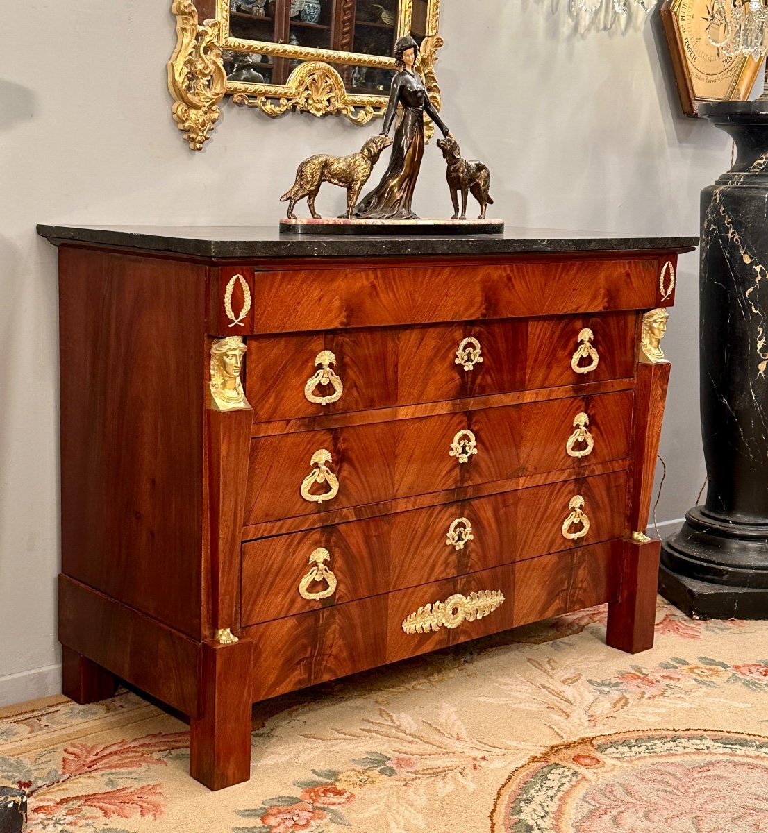 Commode En Acajou Epoque Empire Retour d'Egypte Vers 1810-photo-2
