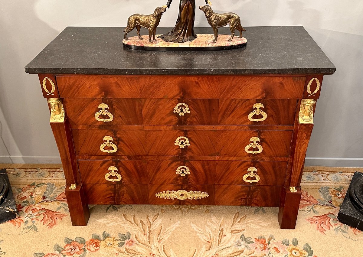 Commode En Acajou Epoque Empire Retour d'Egypte Vers 1810-photo-3
