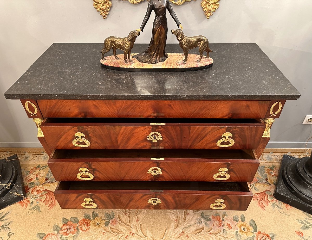 Commode En Acajou Epoque Empire Retour d'Egypte Vers 1810-photo-2