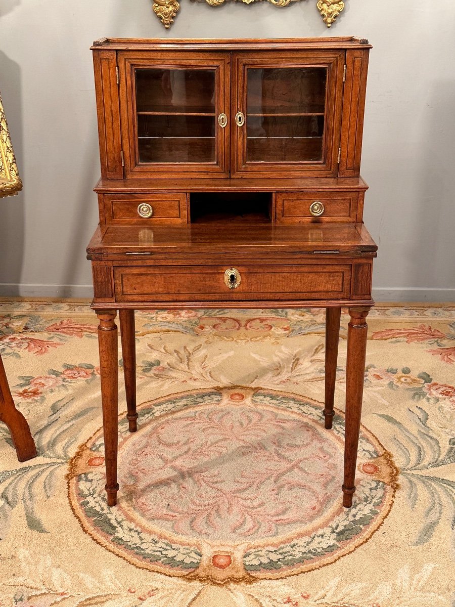 Bonheur Du Jour En Noyer d'Epoque Louis XVI Vers 1780-photo-2