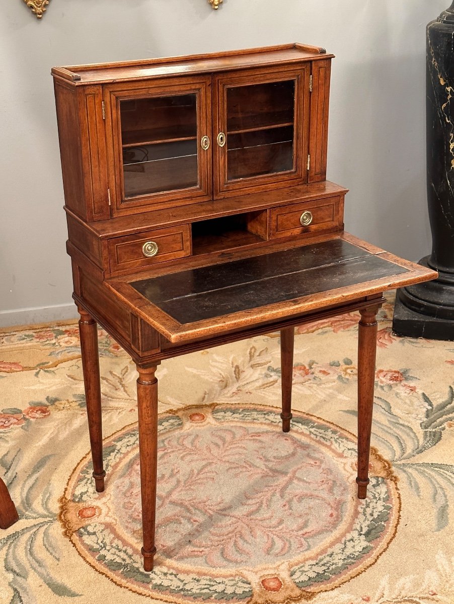 Bonheur Du Jour En Noyer d'Epoque Louis XVI Vers 1780-photo-3