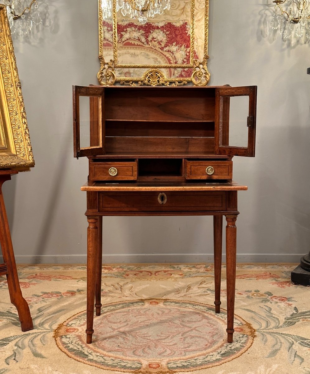 Bonheur Du Jour En Noyer d'Epoque Louis XVI Vers 1780-photo-4